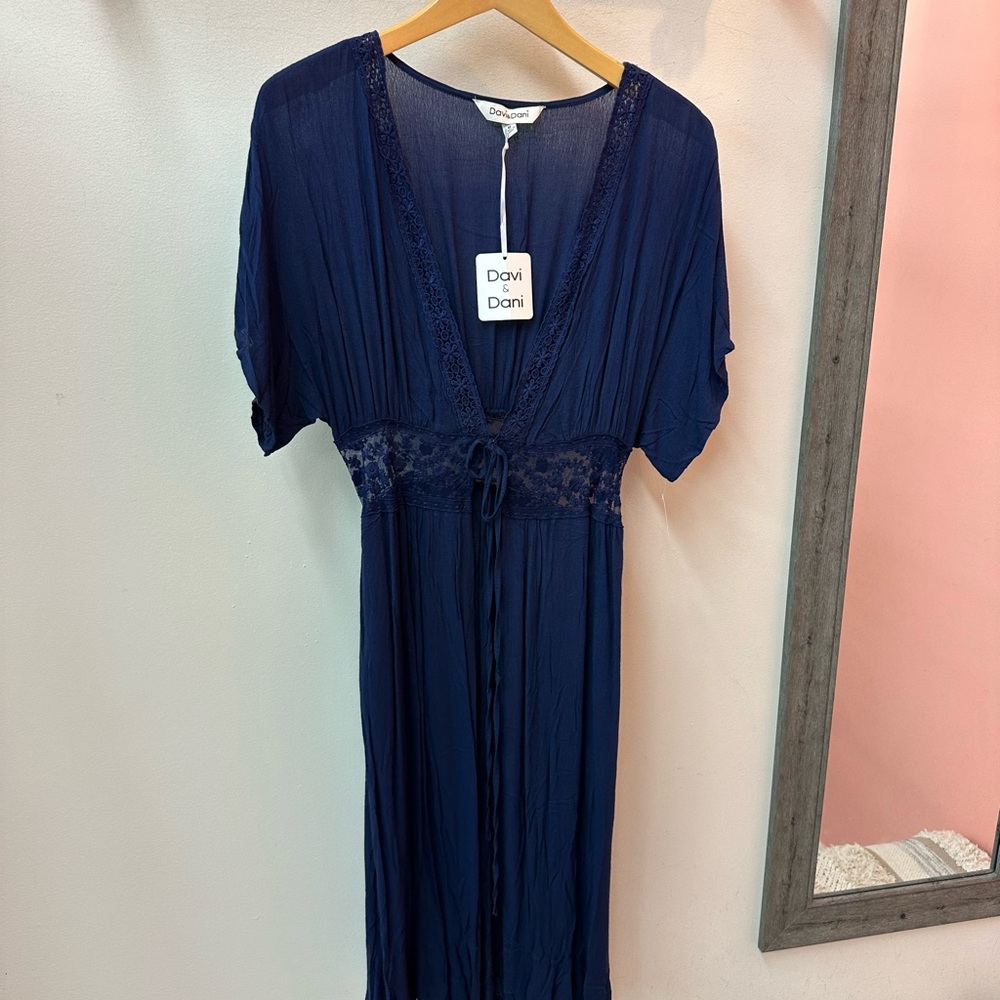 DAVI & DANI Deep Blue Lace Kimono